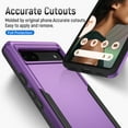 thumbnail image 3 of Feishell Case Fit for Google Pixel 6a 6.1 inch,Military Grade Shockproof Protection Hybrid Armor Double Layer Hard PC + Soft TPU Drop Resistant Anti-Fingerprint Phone Cover,Purple+Black, 3 of 6
