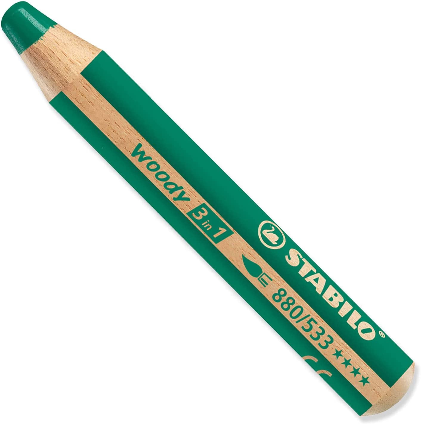 Multi-Talented Pencil - STABILO Woody 3-in-1 - Box of 5 - Red, Dark Green, White, Silver & Gold + Sharpener