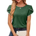 thumbnail image 2 of Women's T-Shirts Crew Neck Petal Sleeve Casual Loose Fit T Shirt Summer Blouse for Everyday Wear & Stylish Comfort, 2 of 4