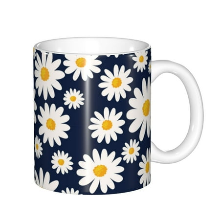 

Yiaed Daisy Floral Print Ceramics Coffee Large Handle Design Extra Large Tea and Coffee Cup for Office and Home Mugs