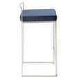 thumbnail image 3 of Fuji Contemporary Stackable Counter Stool In Stainless Steel With Blue Velvet Cushion - Set Of 2, 3 of 7