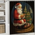 thumbnail image 6 of Fenyluxe Santa Claus Christmas Tree Naive Art Print Shower Curtain Set with Hooks, Chic Modern Bathroom Decor 100% Polyester Fiber Background Curtain for Showers and Bathtubs 36x72, 6 of 7