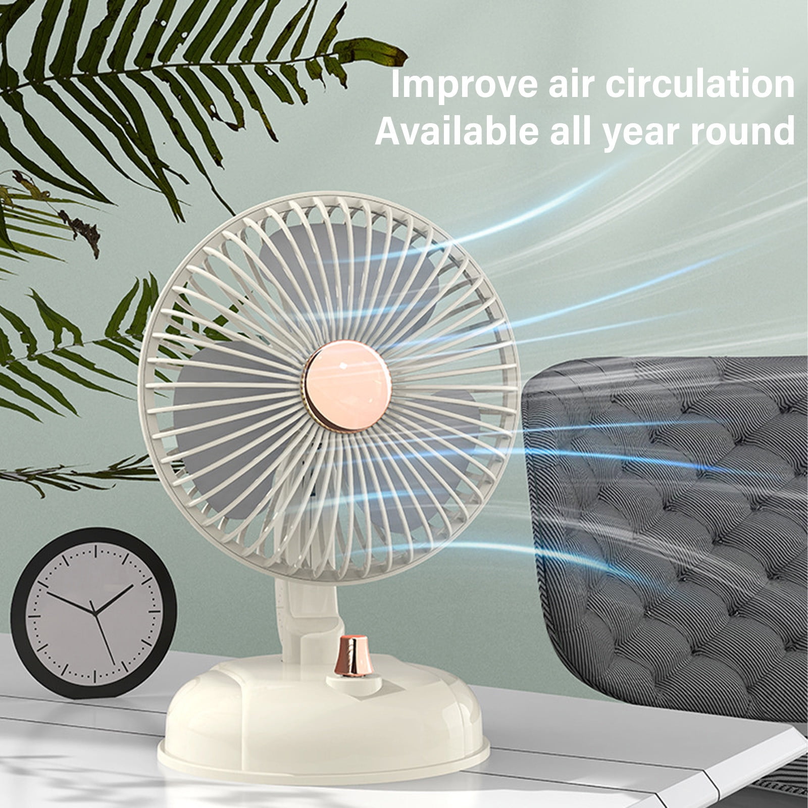 Oscillating Vintage Fan, Metal Retro Table Top Fan, Adjustable Head Tilt, Quiet 4 Speeds Plug-In Desk Fan for Bedroom Home Office & Kitchen
