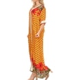 thumbnail image 3 of Sakkas Sabra Womens Long Casual Cover-up Tunic Kaftan V neck Dress - 1917-Mustard - XXL, 3 of 5