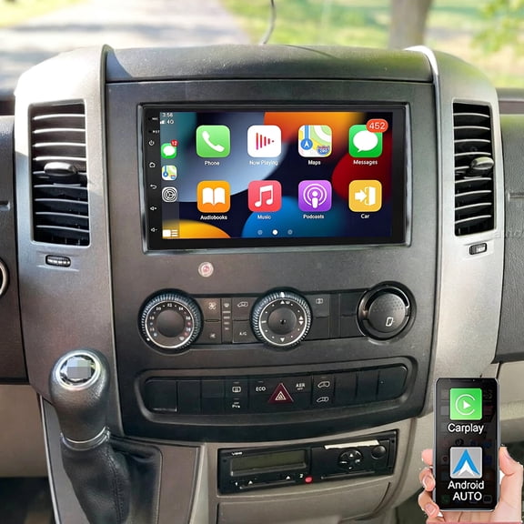 Eforcase Car Radio Stereo for Freightliner Sprinter 2007-2018, 7" Touch Screen Head Unit with Wireless Carplay Android Auto Bluetooth GPS RDS EQ FM Mirror Link SWC Backup Camera