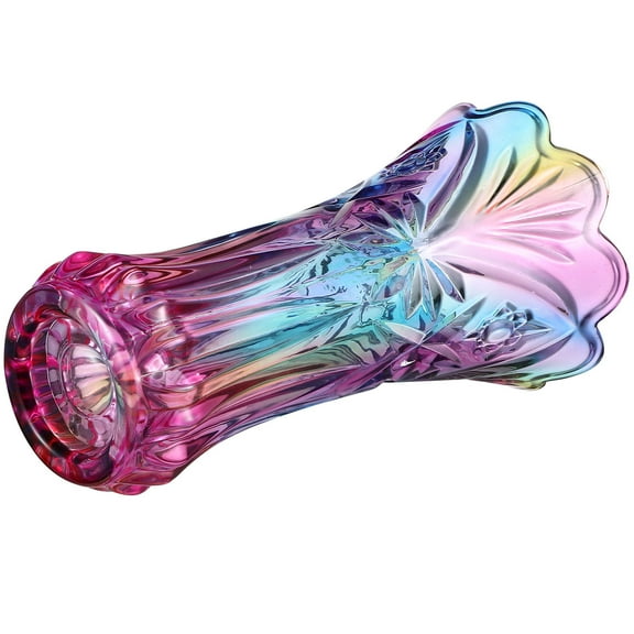 BESTONZON Unique Glass Vase for Flower Decoration Assorted Color Desktop Vase 7 inch