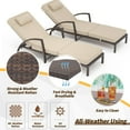thumbnail image 7 of Chaise Lounge Chairs Set of 2 for Outside, Adjustable 5 Position Outdoor PE Rattan Wicker Patio Pool Lounge Chair with Arm, Cushion, Pillow and Wheels for Poolside Backyard Deck Porch,white, 7 of 7