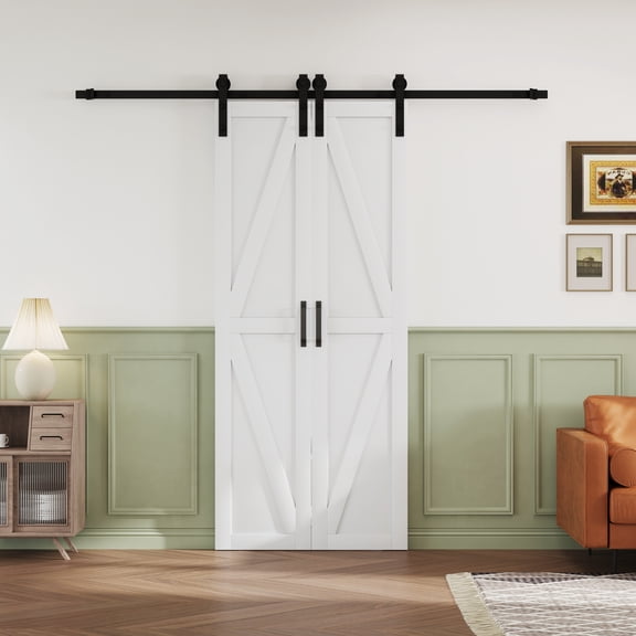 36'' x 84'' Solid Manufactured Wood Prefinished with Installation Hardware Kit Barn Door