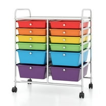 GVN 12 Drawers Rolling Cart Storage Scrapbook Paper Organizer Bins-Deep Multicolor, Rolling Storage Cart, Multipurpose Organizer Cart for Home, Office, School