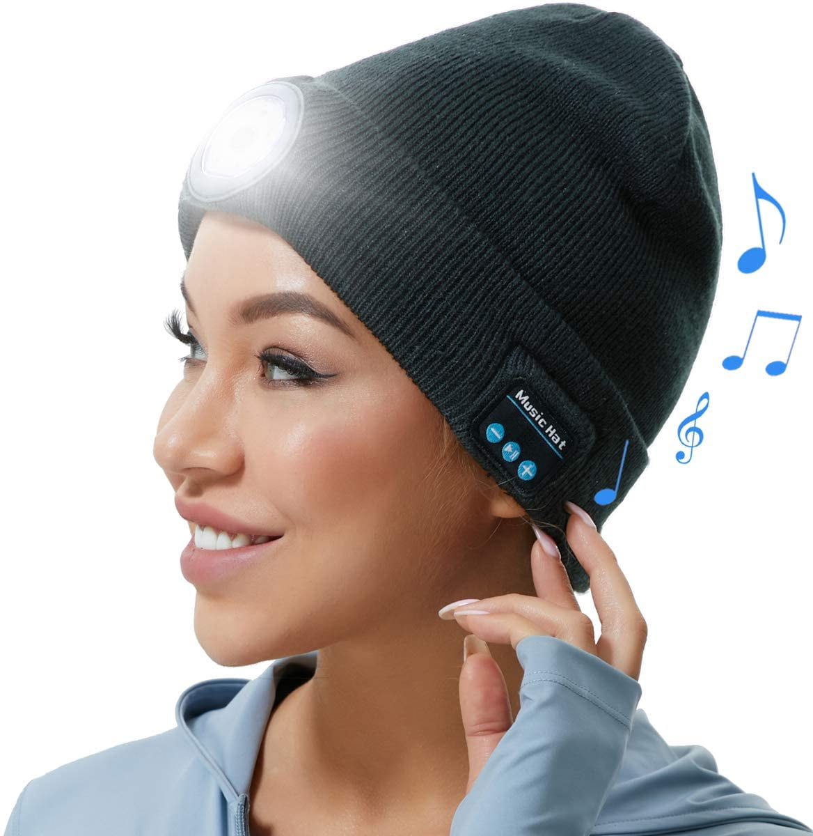 Women Headlamp Bluetooth Beanie Winter 
