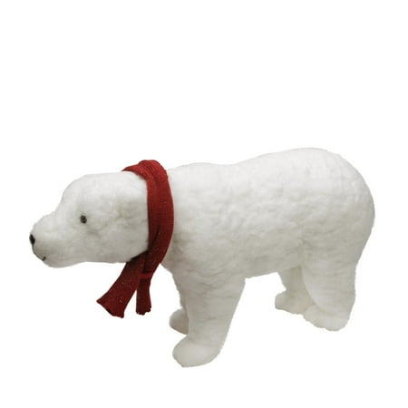 25"" Walking Plush White Polar Bear Christmas Decoration
