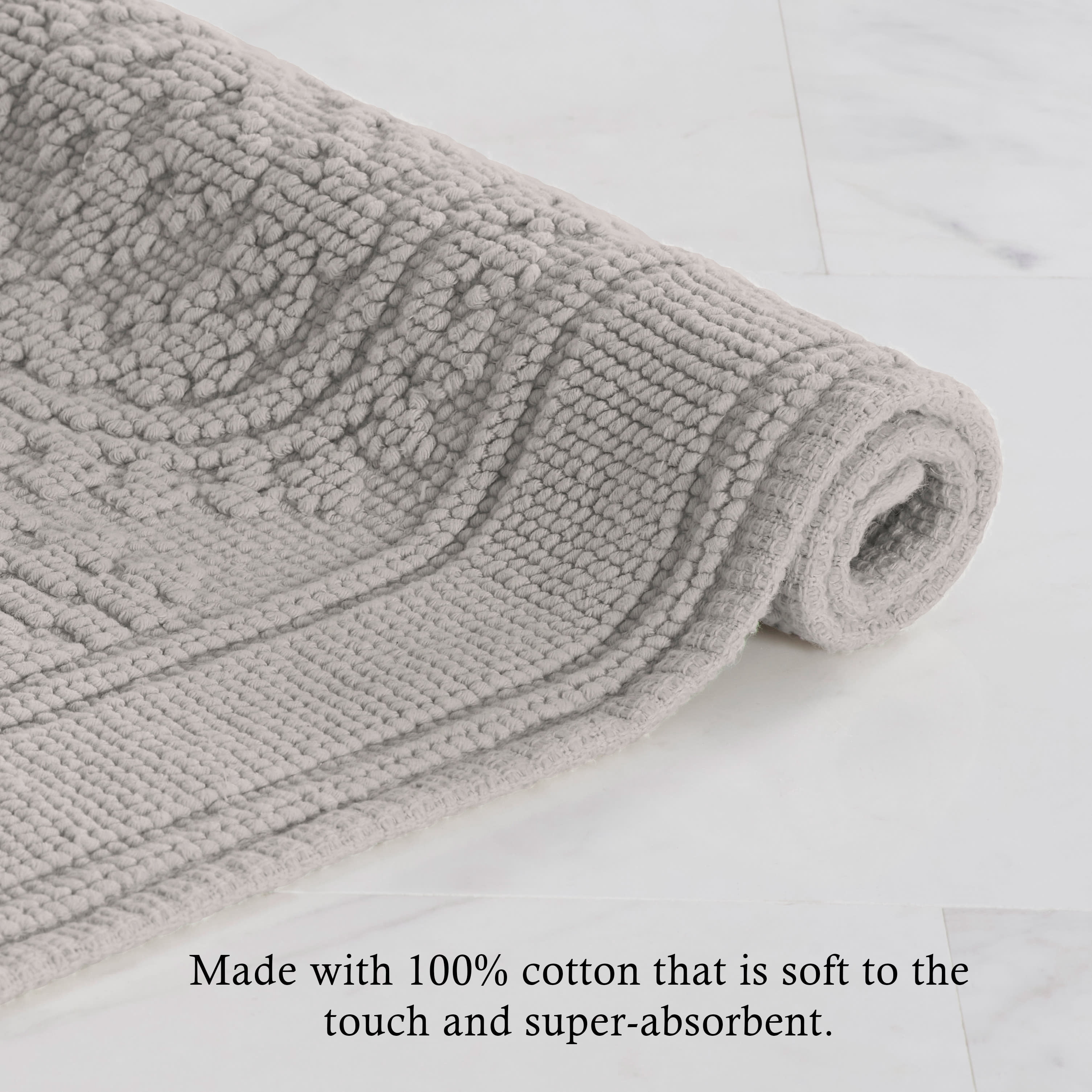 Taupe Grey, Medallion, 21" x 34" Bath Rug, Jean Pierre