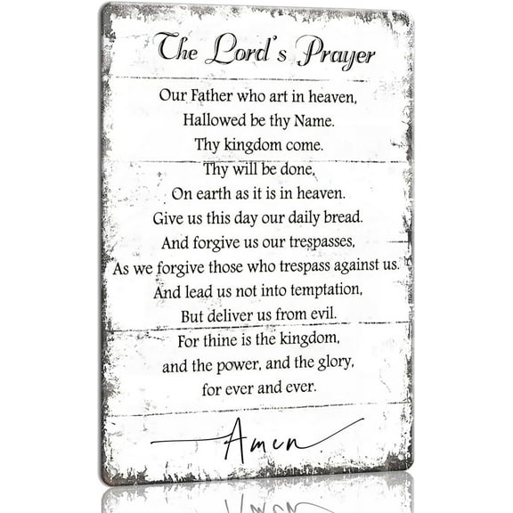 The Lords Prayer Wall Art Our Father Prayer Wall Decor Metal Sign Christian Scripture Bible Verse Religious for Office Bedroom 8x12inch