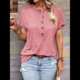 thumbnail image 3 of Womens Short Sleeve Henley Tops V Neck Dressy Casual Loose Fit Shirts Pink S, 3 of 6