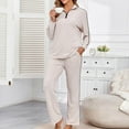 thumbnail image 5 of FNFYFH Womens 2 Piece Outfits Ribbed Knit Lounge Sets Cozy Half Zip Sweatsuit Sets Wide Leg Jogger Tracksuits, 5 of 7