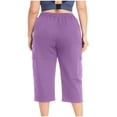thumbnail image 6 of Womens Elastic High Waisted Capris Pants Plus Size Gym Running Workout Athletic Capri Pants with Pockets, 6 of 9