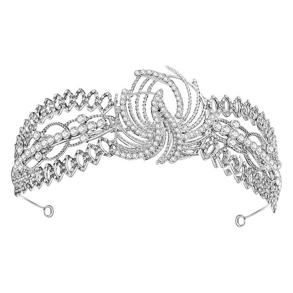 Hemoton  Rhinestone Tiaras Bridal Headdress Hair Accessories Turban Headband Prom Headpiece Bride Silver