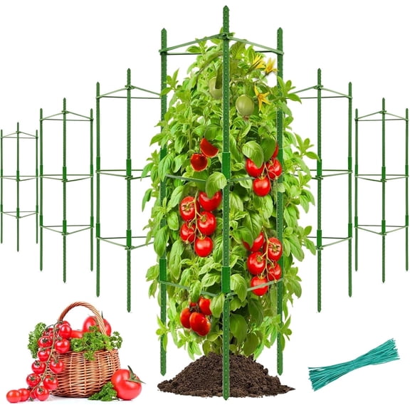 24Pcs Tomato Cages for Garden,up to 11mm Stake Adjustable Tomato Cage,Garden Stakes Tomato Trellis for Pots,Tomato Plant Support for Raised Garden Bed &Climbing Vegetables Flowers(Green)