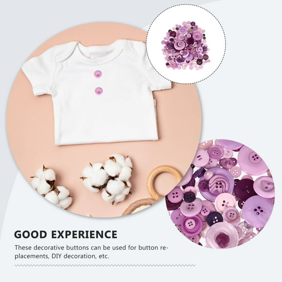 VERDANVERSE Button Decoration Resin Buttons Purple 1 Set (Approx 600 Buttons)
