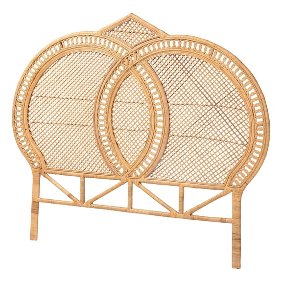 bali & pari Nerita Rattan Headboard Handwoven Wicker Panel Honey Queen Size