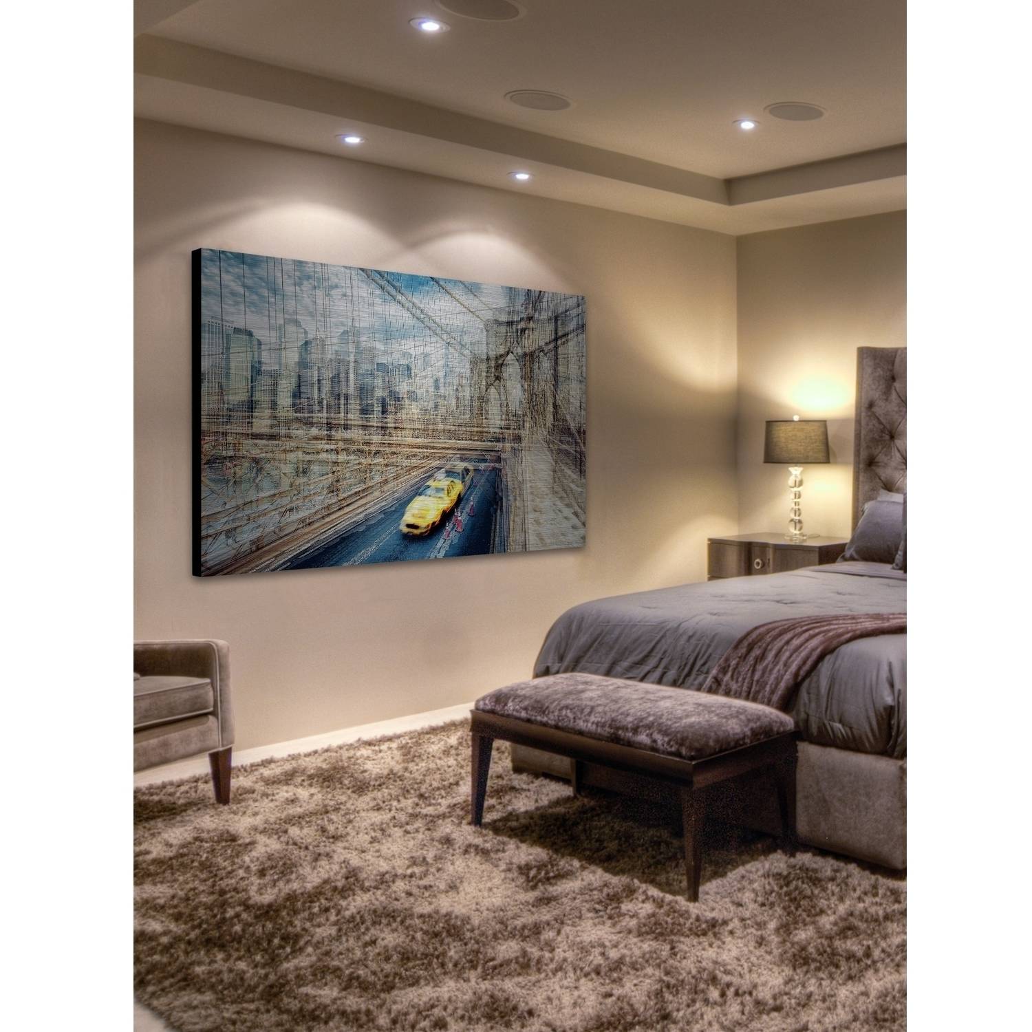 "The East River" Painting Print on Brushed Aluminum