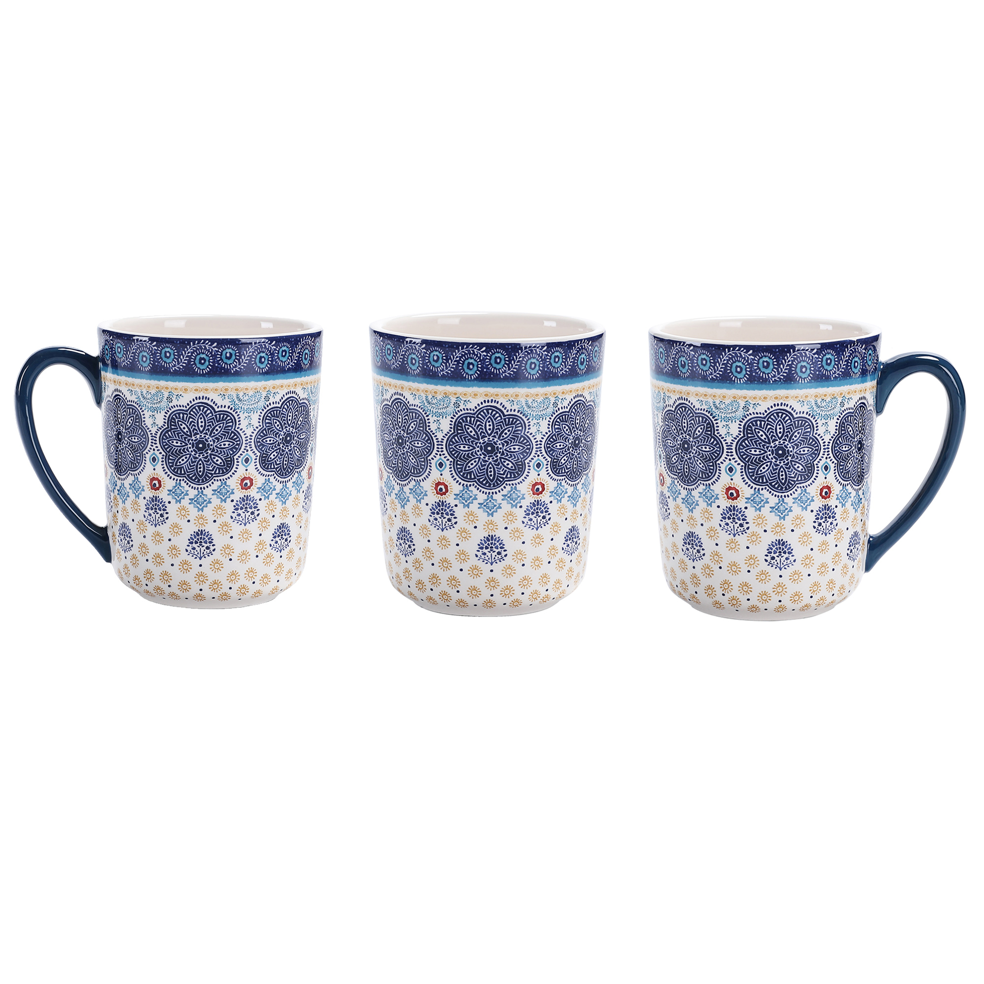 Talavera Blue & White Hand-Painted Clay 8 oz Mug - Set of 4 – CasaQ