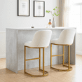 thumbnail image 3 of Leick Home Barrel Back Bar Stools with High Density Foam Seat, White/Gold (Set of 2), 3 of 17