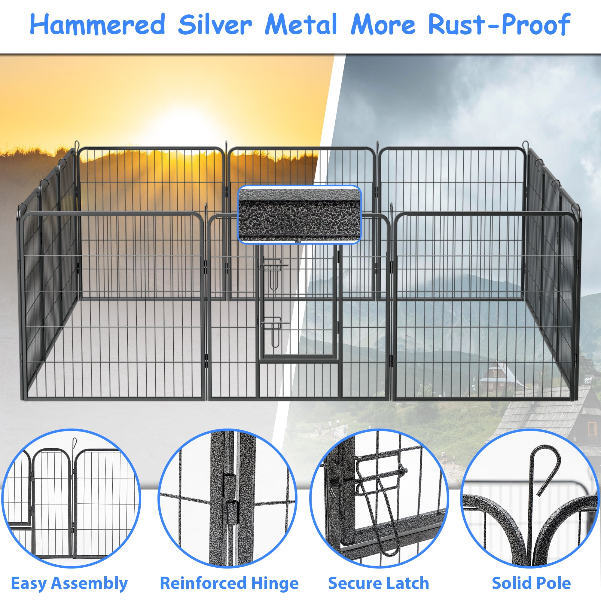 Pefilos 12-Panel Heavy Duty Metal Dog Playpen Portable Outdoor Folding 32"x32" Large Indoor Metal Puppy Dog Run Fence with Doors, Black Pefilos 12-Panel Heavy Duty Metal Dog Playpen Portable Outdoor Folding 32"x32" Large Indoor Metal Puppy Dog Run Fence with Doors, Black