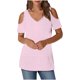thumbnail image 3 of Sudaderas con capucha bonitas,Blusa informal con cuello en V para mujer, manga corta estampada, tejido suave de imitación de tela, cómoda para uso diario en casa, sopatenor, 3 of 9