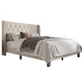 thumbnail image 4 of Home Design Medford Queen Tufted Upholstered Panel Bed with Wingback Headboard and Button Tufting, Warm Gray, Easy Assembly, 4 of 6