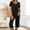 Black, variant on Womens Loungewear Set Short Sleeve Pyjamas V Neck Casual Outfits Solid Basic Cropped Pants Sportswear Tracksuit Loose Fits Comfy Sleepwear Suits