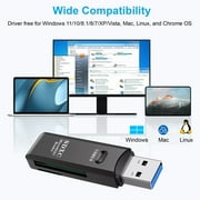 USB 3.0 Card Reader, TSV TF Card/SD Memory Reader Adapter Supports SD/Micro SD/SDHC/SDXC/MMC, Mini Camera Flash Reader Compatible with Windows, Mac, Linux