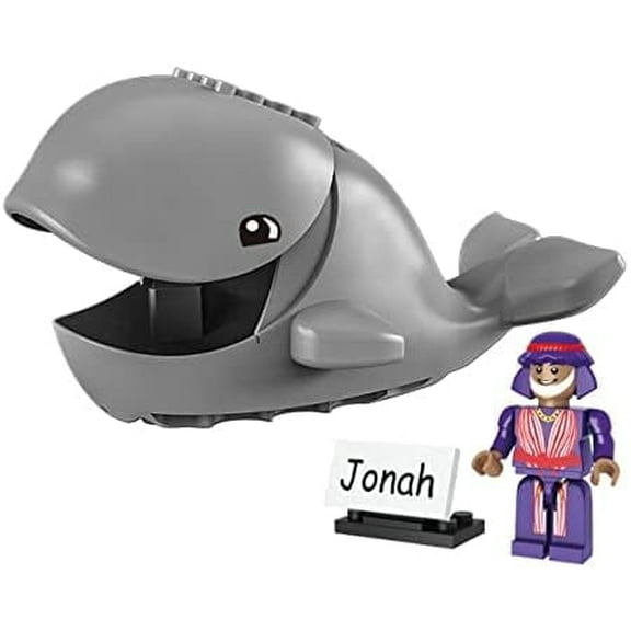Nativity Bricks Jonah & The Whale Interlocking Brick Building Kit, Bible Story Set, Compatible with Major Brands