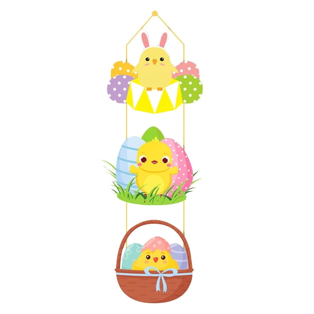 Decoración para fiesta de Pascua, colgante para puerta, conejito de Pascua, huevo, pollo, decoración para fiesta, colgante