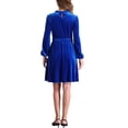 thumbnail image 3 of INSPIRE CHIC Women's Velvet Dresses Smocked Waist Long Sleeve Wedding Guest Dress S Blue, 3 of 6