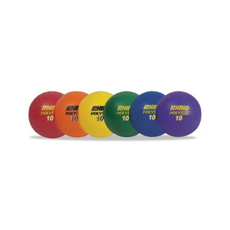 Champion Sports Rhino Playground Ball Set, 10 inch Diameter, Rubber, Assorted, 6 Balls/Set