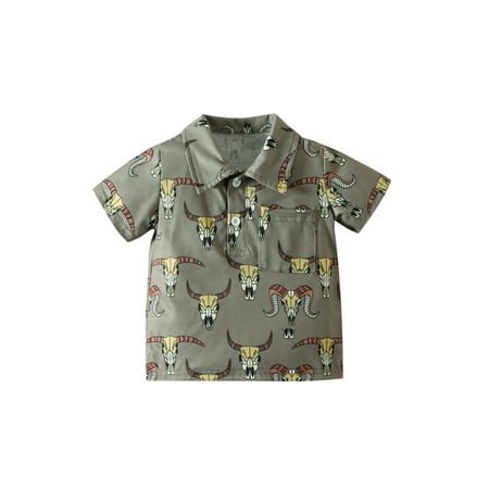 

Toddler Baby Boy Short Sleeve Polo Shirts Kids Easter Rabbit Cow Print Collar Button T-Shirt Tops Summer Clothes