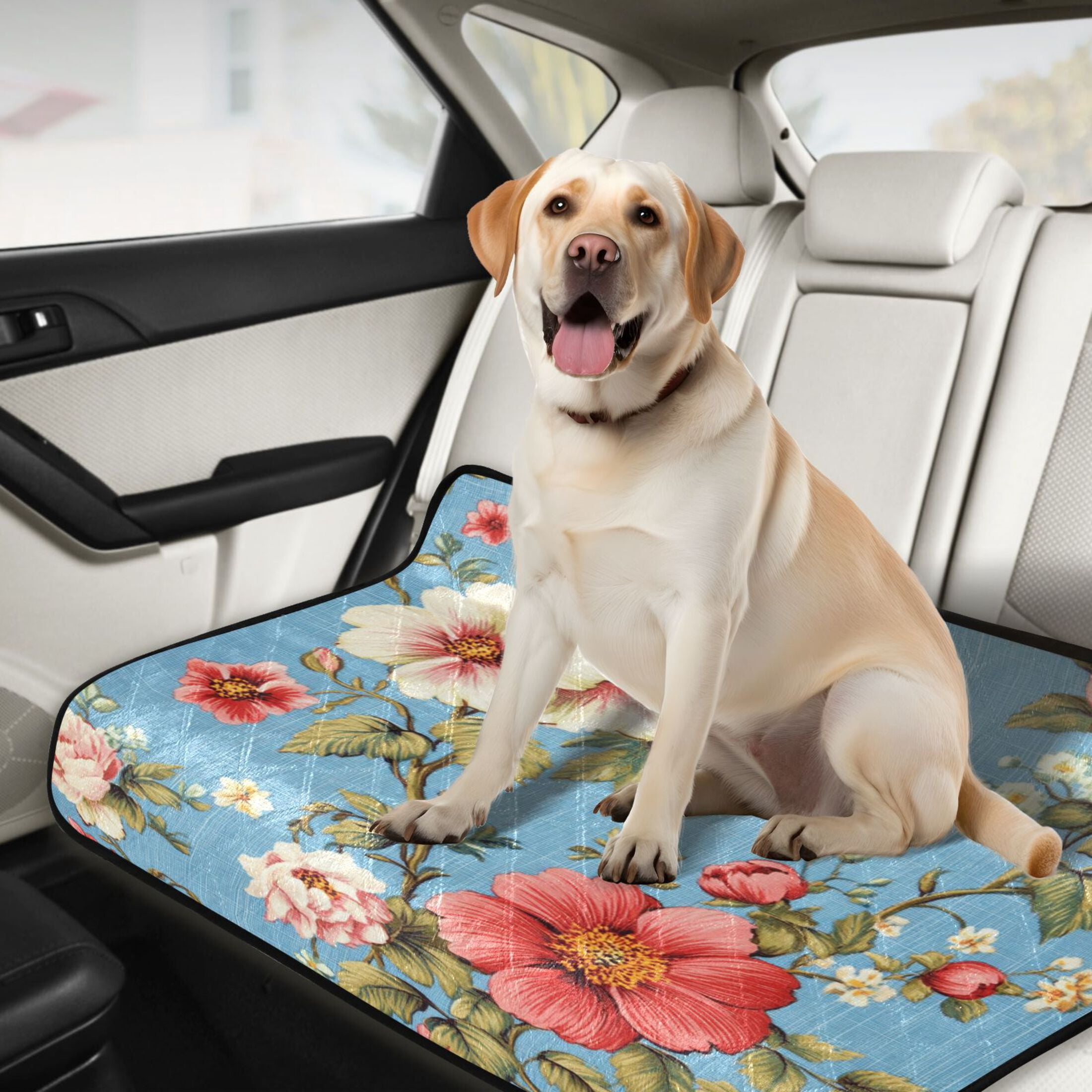 Qxltty Red and White Vintage Flowers Cat litter Pads Pet Set of 3 Diaper Mats Center Anti-leakage Layer Absorbent Soft and Comfortable