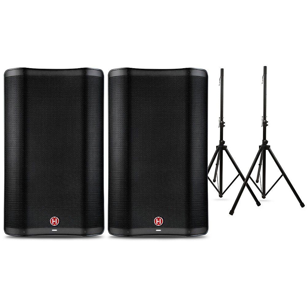 Harbinger VARI 2300 Series Powered Speakers Package with Speaker Stands