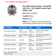thumbnail image 2 of Rear Wheel Hub Assembly - Compatible with 2014 - 2018 Subaru Forester Sport Utility 4-Door 2015 2016 2017, 2 of 2