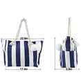 thumbnail image 5 of Extra Large Beach Bags Totes Women Waterproof Sandproof Big Tote Bag Zipper Inner Pockets Rope Handle Canvas with Zip Closure Swim Pool Gym Picnic Travel Weekend Accessorie Striped Blue Handbag Gifts, 5 of 6