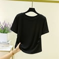 thumbnail image 2 of Landzoo Women'S Tees Solid Color Short Sleeve Crew Neck T Shirt Summer Quick Dry Women Shirt Size L Black, 2 of 3