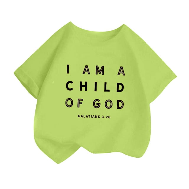 LUOGENLI T-Shirt pour Filles Enfant Filles Mignon Personnalité Imprimé Col Rond Manches Courtes Tee Été Décontracté Ample T-Shirt Hauts Chemises pour Filles Longueur Genou Vert Clair 10-12 Ans