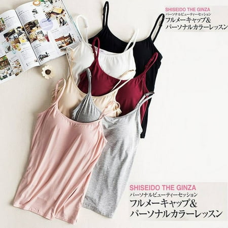 Women s Tank Tops Camisole Built in Bra Wireless Fabric Support Short Cami