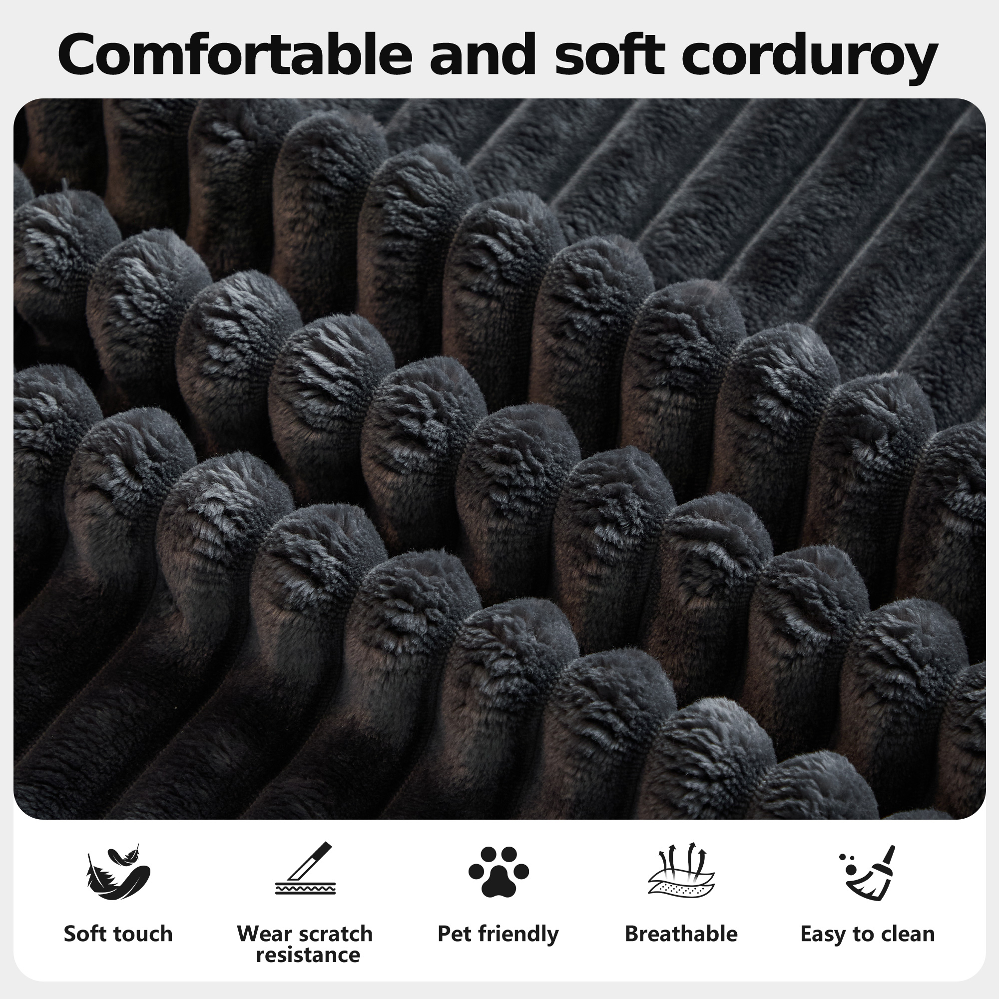 DILORA Large U-Shaped Cloud Sectional Sofa Modular Compressed 134 Inches Black 3 Packages