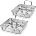 thumbnail image 1 of P&P CHEF Beer Can Chicken Holder with Roasting Pan Set, 9-inch Stainless Steel Square Baking Pan and Chicken Rack For Grilling, Heavy Duty & Dishwasher Safe, 4Pcs, 1 of 7