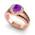 thumbnail image 2 of Diamond-Capitals 2.35 Carat Oval Cut Amethyst & Garnet Gemstone Sparkle Wedding Ring for her Solid 18K Rose Gold Size 9.5, 2 of 8