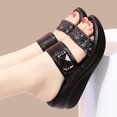thumbnail image 2 of asdoklhq Slip On Shoes for Women,Womens Ladies Buckle Deco Crystal Wedge Slip On Beach Slippers Shoes, 2 of 9