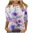 thumbnail image 2 of GERsome Women's Crew Neck 3/4 Sleeve T Shirt Floral Print Casual Basic Tops, 2 of 5