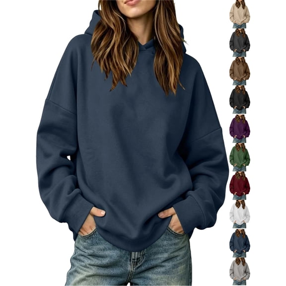 Oversized Hoodies for Women Casual Comfortable Solid Hoodie Loose Long Sleeve Hooded Sweatshirt Blouse